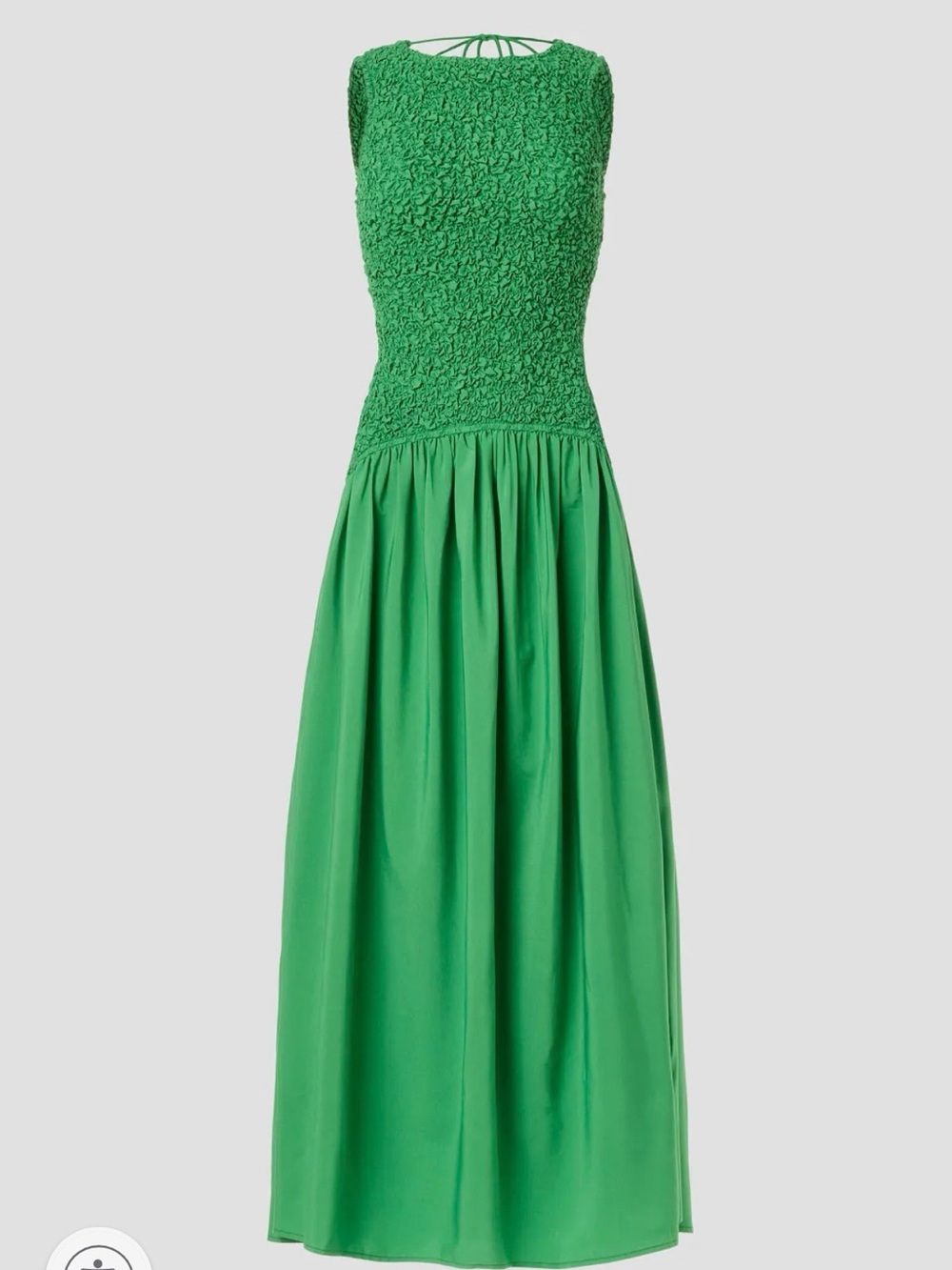 Wolf Gang Marisol Elegant Green Maxi Dress with Textured Bodice